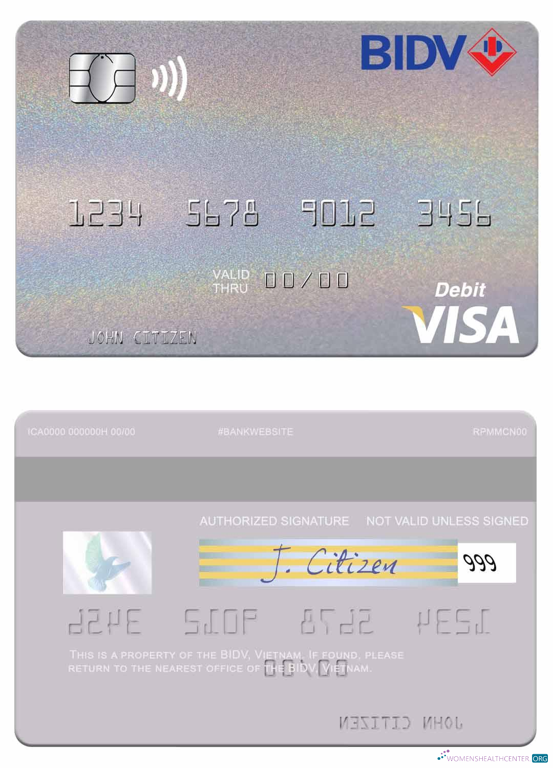 Download Vietnam BIDV visa debit card Photoshop template